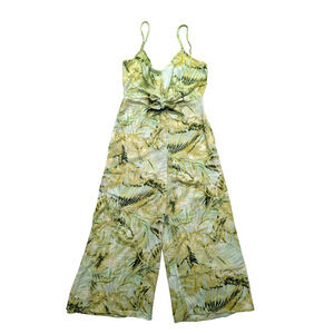Timing Womens Small Jumpsuit Romper Tropical Palm Wide Leg Strappy Sleeveless